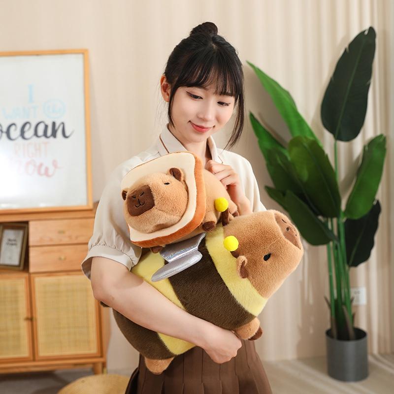25/35cm Turn Into Capybara Super Soft Dolls Transform Cartoon Bee Bread Flower Animals Plush Toys For Girls Boys Christmas Gifts