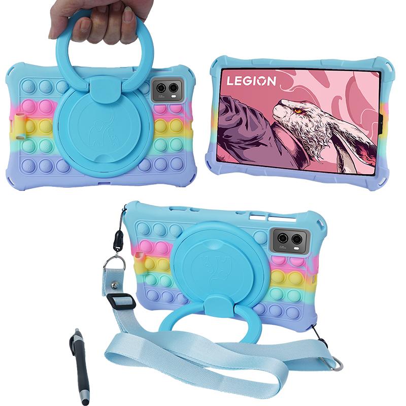 360 Rotating Stand Case For Legion Y700 8.8 Inch Soft Silicone Cover With Handle Grip And Shoulder Strap Coque