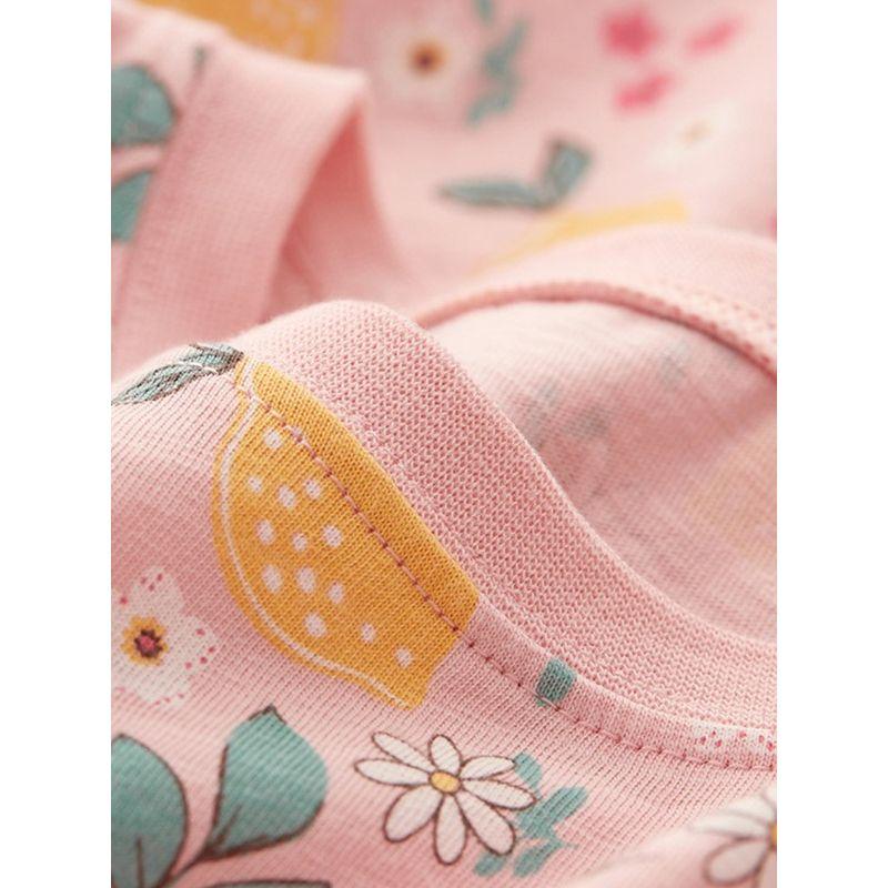 New Summer Floral Dress for Girls, Bamboo Jersey Cotton Dress, Pure Cotton Thin Short-Sleeve Dress for Girls, Export