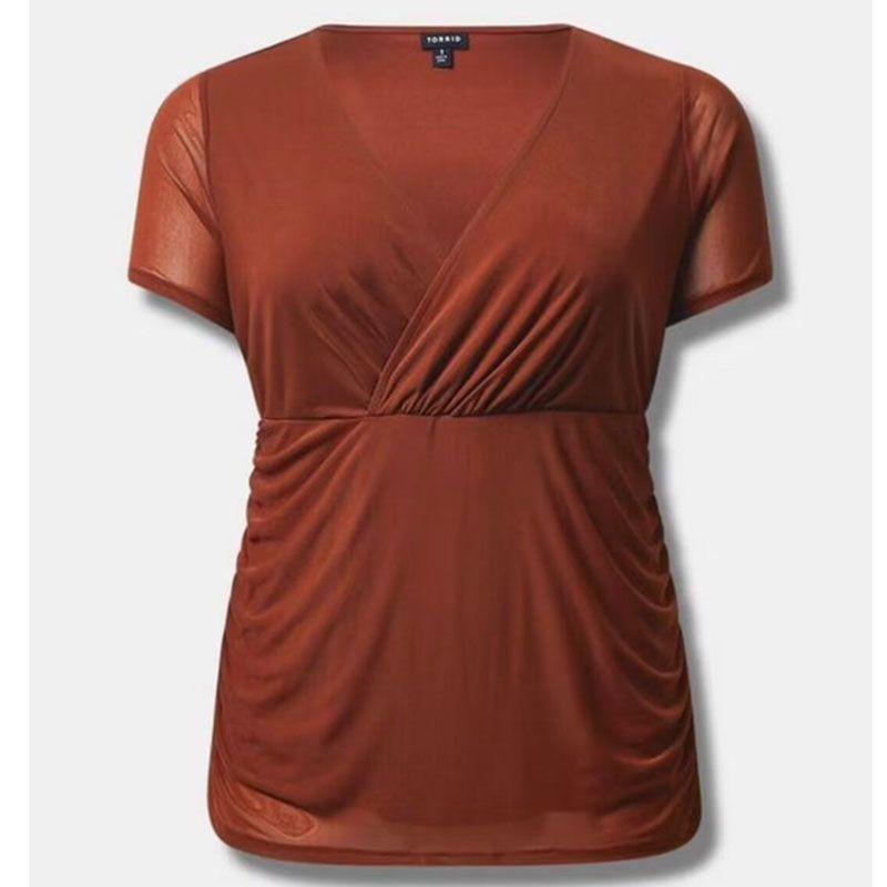 

Fashion Extra Large Slim Fit Short Sleeve Print T-shirt Voile Brick Red US1