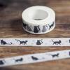 1 Rolle Cartoon Schwarze Katze Druck Papierklebebänder Masking Tape Dekorative Klebebänder