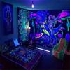 1pc Astronaut Space Fluorescent Tapestry, UV Black Light Space Alien Tapestry, Cool Galaxy Space Starry Sky Hanging