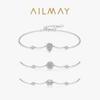 Ailmay New Design 925 Silver Fashion Water Drop Geometric Design Chain Bracelet For Women Wedding Fine Jewelry