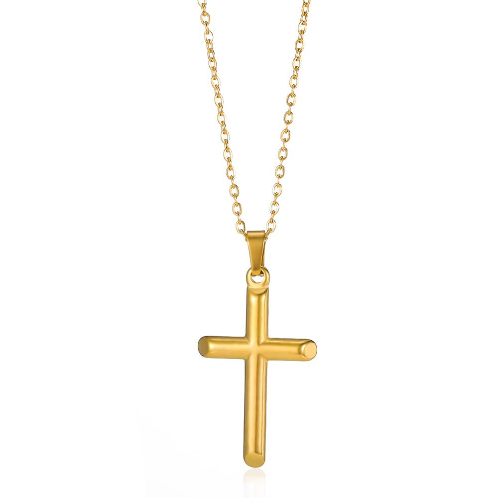 Stainless Steel Jesus Cross Necklace For Women Men Gold Color Caravaca Angels Crucifix Charm Choker Rapper Jewelry Hip Hop Gift