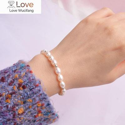 Ashiqi Real Natural Freshwater Pearl 925 Solid Sterling Silver 3mm Beads Bracelet Gift Women Fine Jewelry