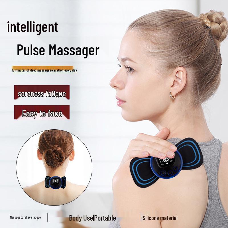 Умный EMS шейный массажер - Многофункциональный мини-пульсовый пластырь English packaging