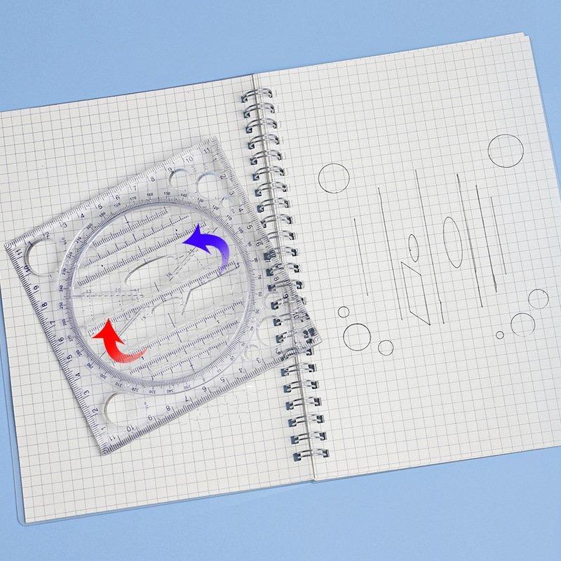 1 bucată Papetarie rotundă multifuncțională Desen activ rotativ raportor riglă Cerc