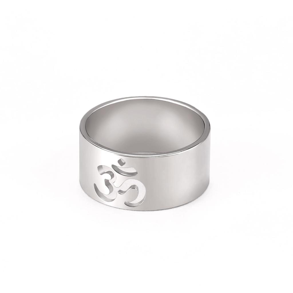 Minimalist Indian Yoga Symbol Hollow-Out Design Women's Ring Matching Couple Bands