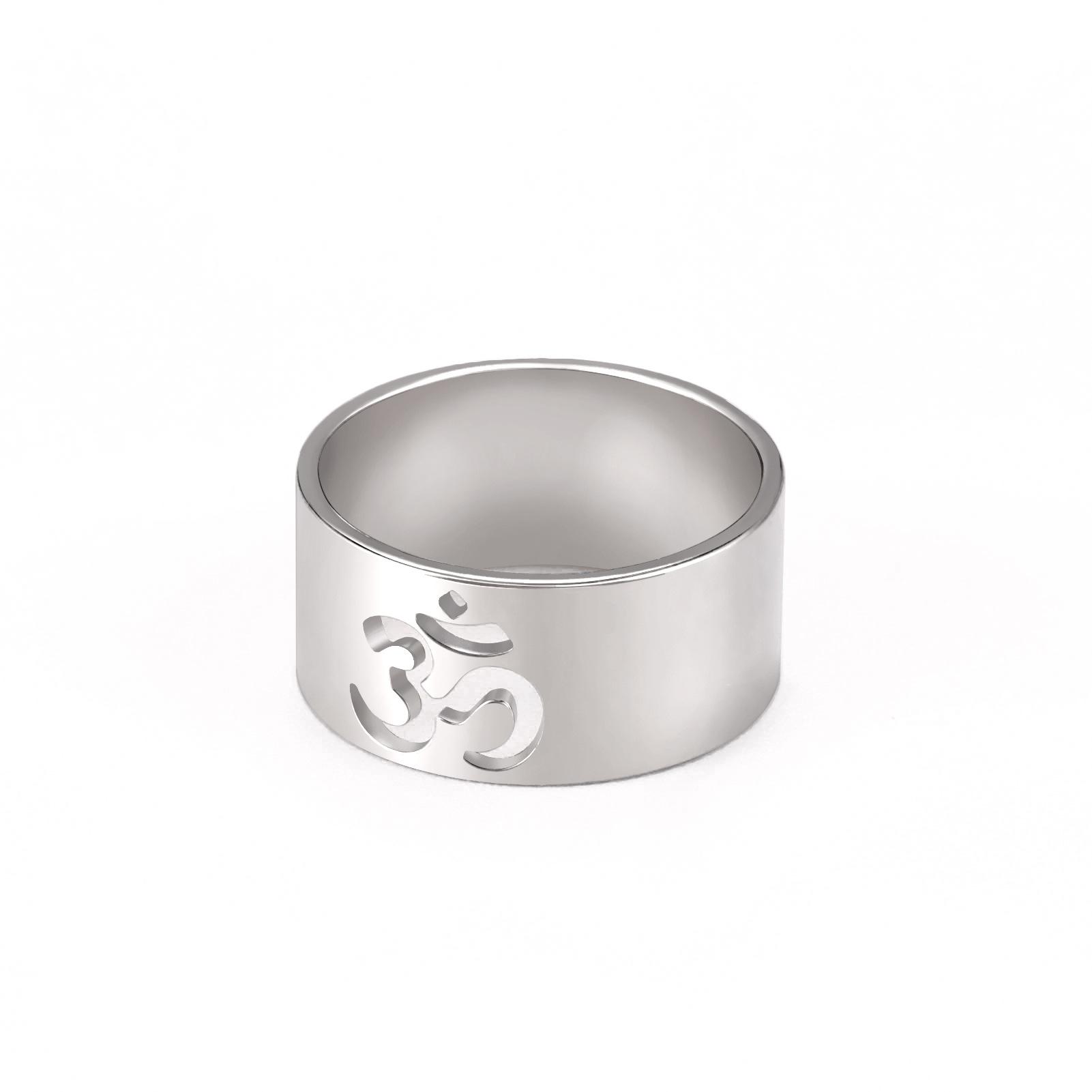 Minimalist Indian Yoga Symbol Hollow-Out Design Women s Ring Matching Couple Bands No. 7