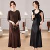 Elegant Spring/Summer Two-Piece Camisole Dress & Cover-Up for Middle-Aged Women
