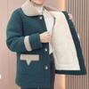 Imitationslammfleece-Steppjacke Damen Plus Fleece Verdickte Jacke Winter Granularfleece-Steppjacke Zum Warmhalten