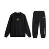 Letter Print Round Neck Loose Fit Drop Shoulder Pullover Long Sleeve Top And Mid Waist Elastic Pants Casual Sports Set AWDU925-5+YKLU208-1
