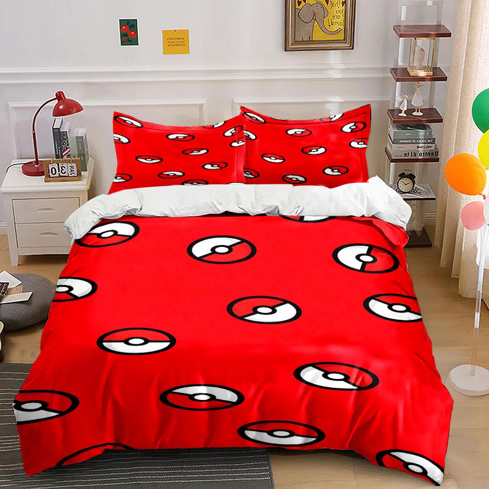 

Red background with Poké Balls. Bedding sets Duvet cover sets Duvet covers Pillowcases(1 * Duvet Cover 2 * Pillowcases, without duvet insert) 135x200cm