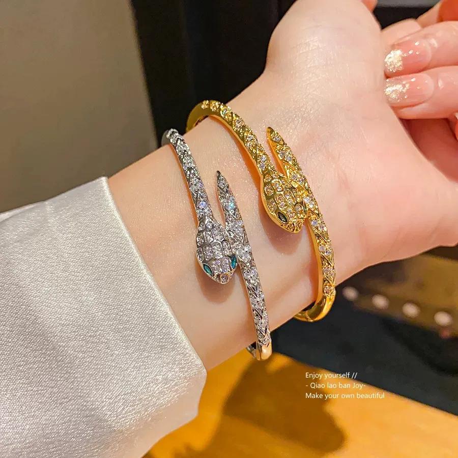 Armband Zirkon Mode Schlangenförmiges Armband Offen Leichter Luxus Hand Schmuck Hochwertiger Schmuck