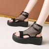 Fashion European Station Woven Cutout Fishnet Shoes Platform Trifle Roman High Top Sandals Small Cold Boots Girl
