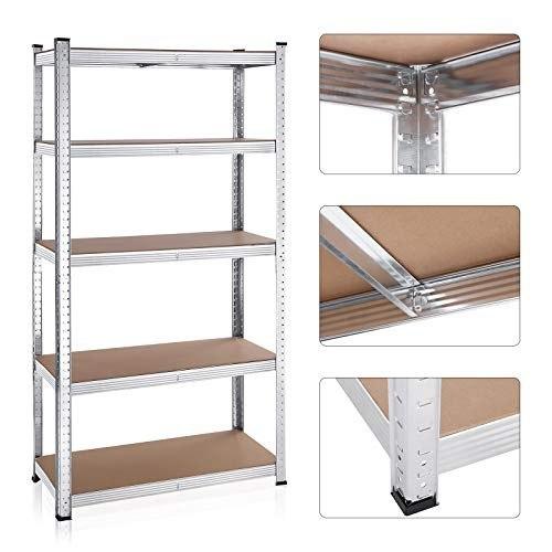 5-level Shelving, Set of 2 Steel Storage Shelving, Assembly Without Tools, for Garage, Shed, Load Capacity 875 Kg,