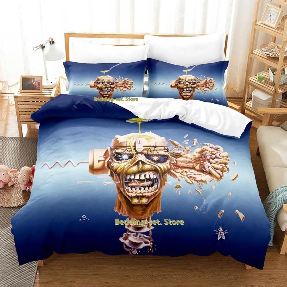 New Hip Hop Maiden Heavy Metal Bedding Set Cartoon Anime Three-piece Set Adult Kid Bedroom Duvetcover Sets Queen Bedding Set