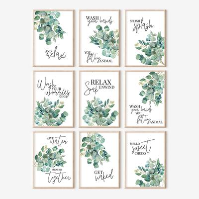 Watercolor Eucalyptus Leaves Wall Art Canvas Painting Green Plant Nordic Bathroom Quote Get Naked Posters and Prints Home Decor