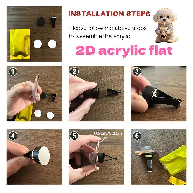 2pcs Bichon Frise Drinking Milk Tea Air Vent Clip Decoration, "fragrance-free", with Double Odorless Sponge Pads, "fragrance Diffuser"