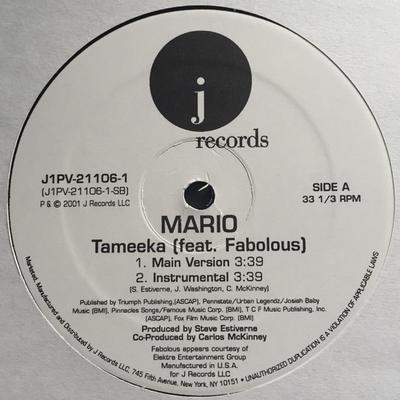 Disque 12 pouces MARIO, FABOLOUS - Tameeka J1PV211061 J Records 2001 US Rap & Hip-Hop/R&B Occasion