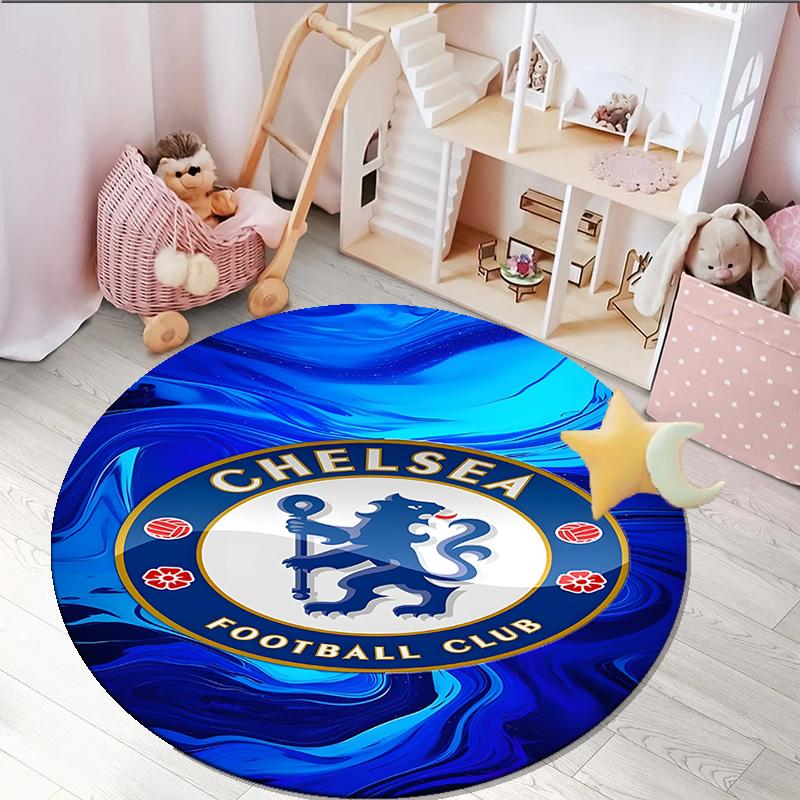 1PC round rug Chel-sea Fc Printed Round Area Rug ,Rug For Home Office, Round Chair Rug, Decorative Carpet Fan gifts Christmas gift