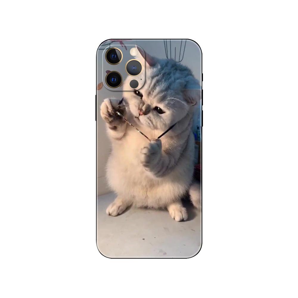 Cat Glasses Cool phone case for iphone 5 5s 2020se 6 6s 7 8 plus x 10 XR XS 11 12 13 mini pro MAX black tpu back cover