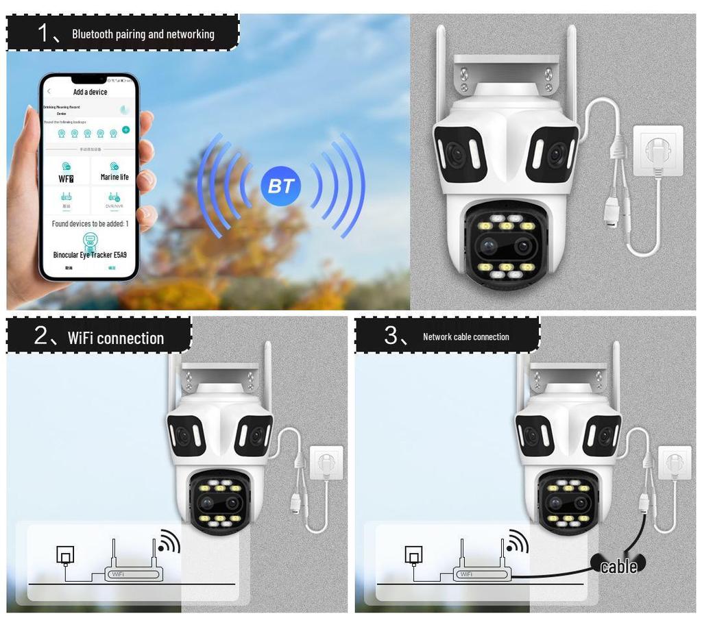 Wireless 8x Zoom Outdoor Panoramic HD Camera with Cross-border Linkage and 360-Degree Coverage
