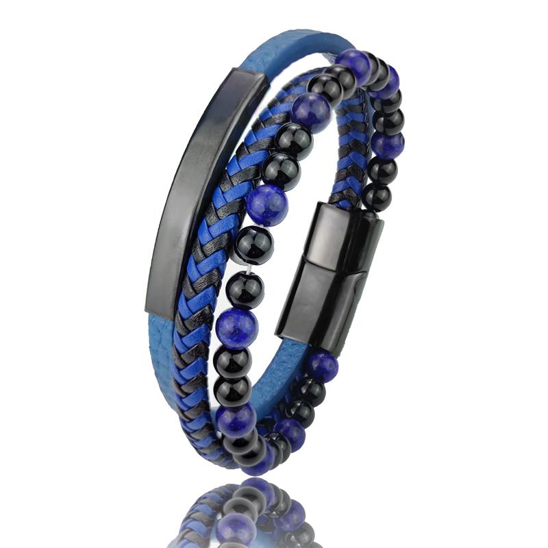 High Quality Luxury Accessories Bracelet Men's Fashion Gift Black Genuine Leather Bracelets DIY Combination Wild Handsome Gift