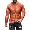 Spring and Autumn Round Neck Bodybuilding Muscle Simulation 3D Printed Top Fashionable Casual Long Sleeved Men's T-shirts