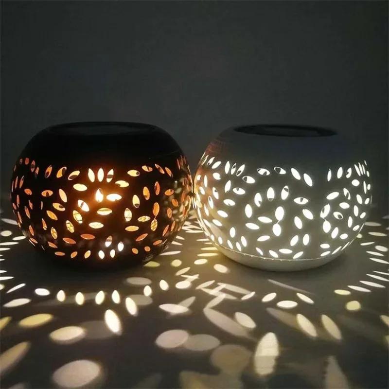 Outdoor Waterproof Metal Garden Projector Lamp Solar Table Lights Retro Gardening Lawn Atmosphere Lamp Decorative Landscape Lamp