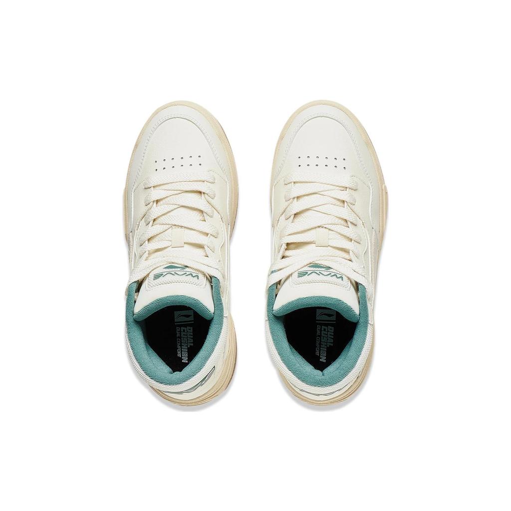 Li Ning Wave MID Versatile Vintage Skateboard Shoes Slip Resistant Abrasion Resistant Mid Top Skateboard Shoes Women's AGCT224-1