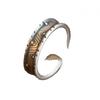 Adjustable Open Ring Men Women Sterling Geometric Wave Vintage Boho