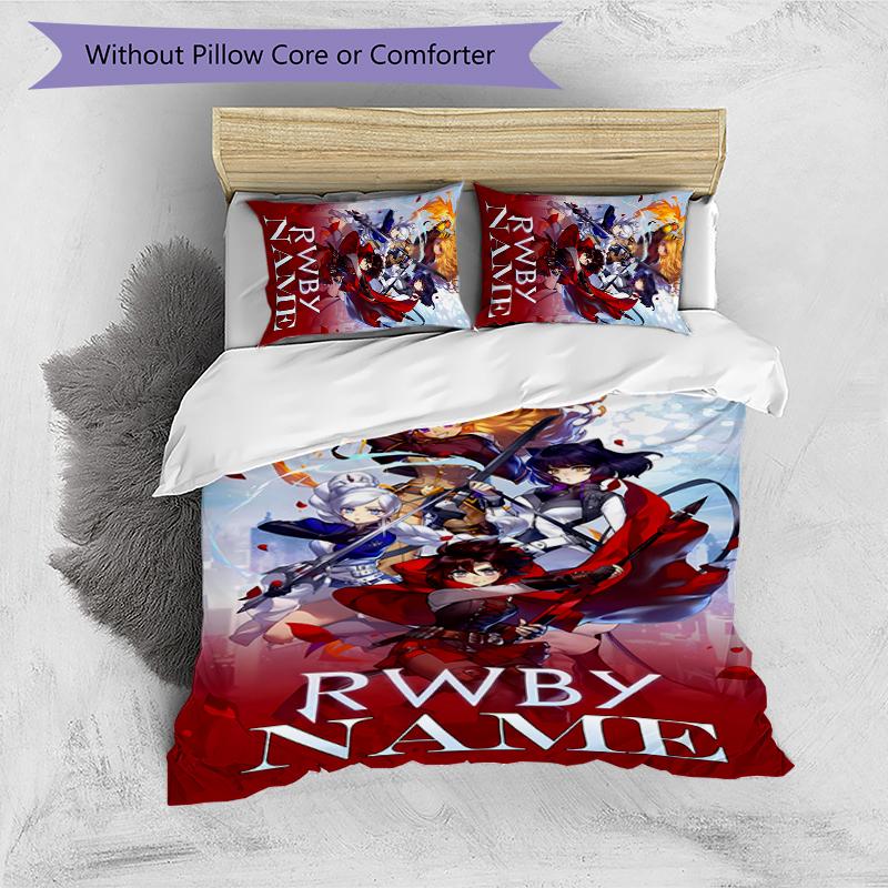 3pcs Custom Name RWBY Volume Bedding Set Duvet Cover Closure Includes 1 Duvet Cover & 2 Pillowcases for All Seasons Bedroom Decor
