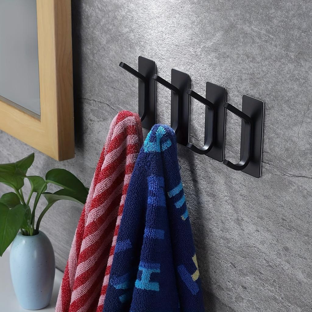 4pcs, No Drilling Required, Adhesive Hook for Clothes,Towels,Bath Towels, Bathrobes, Hats, Keys, Hooks, Bathroom, Toilet, Bedroom, Dormitory, Kitchen