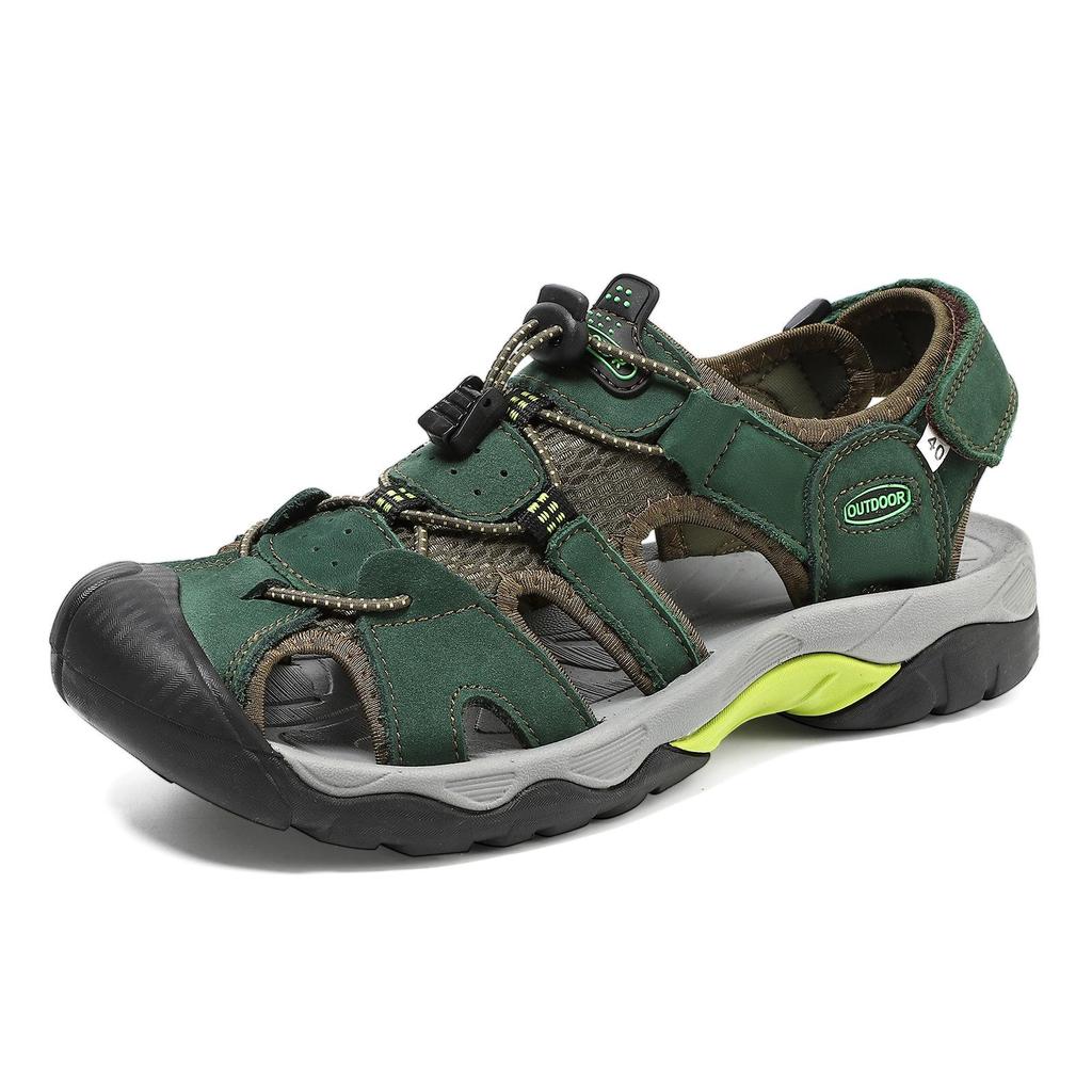 Men's Plus Size Closed-Toe Leather Sandals – Casual, Breathable, Outdoor Summer Beachwear