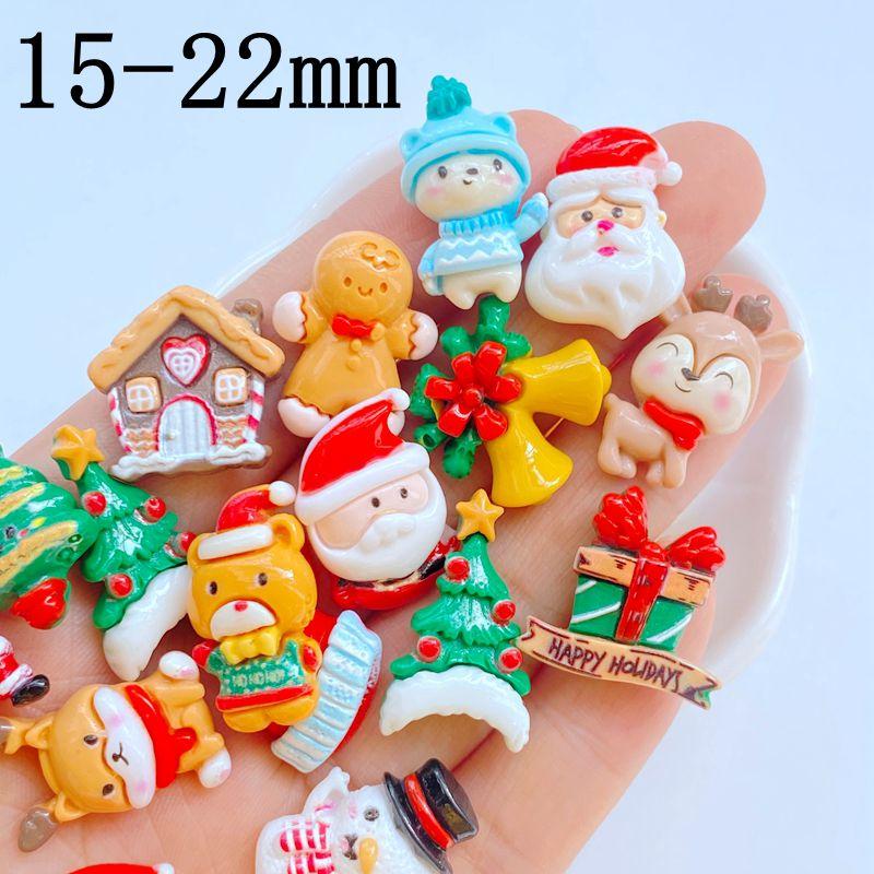 20 Stück Niedlicher Weihnachts-Schneemann, Weihnachtsmann, Lebkuchenmann, Weihnachtsbaum, Flache Rückseite, Harz, Scrapbooking, DIY, Schmuck, Dekoration, Zubehör