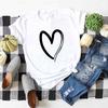 Fashion Female's Heart Pattern Print O-Neck T-shirt Short Sleeve Casual Cotton Tops