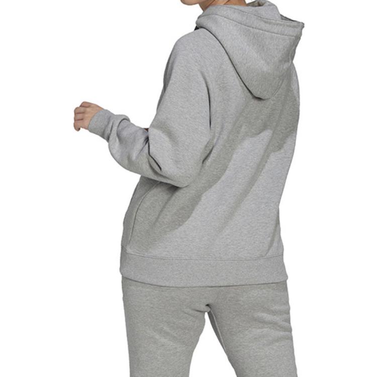 Adidas Solid Color Simple Sports Pullover Hoodie Long Sleeve Sweatshirt Women Tops Light-Grey HG4358