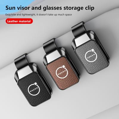 Car Sunglasses Clip Card Ticket Holder Stand Fastener Pen Case Eyeglasses Sun Visor For XC40 XC60 XC90 S60 S90 2024 2025