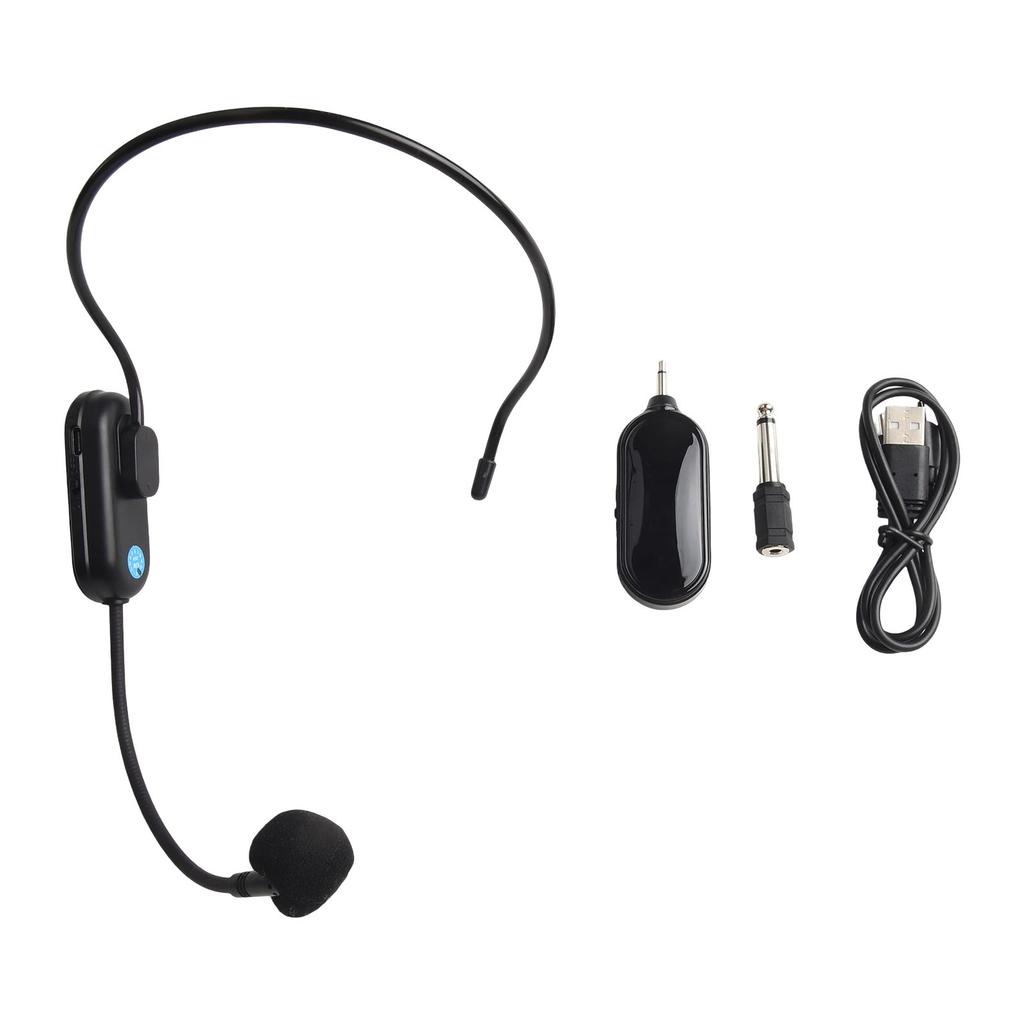 Kabelloses Mikrofon-Headset 2,4G System Mit Empfänger Für PA-Lautsprecher-Mischpult Karaoke-Stimmprojektor Lange Akkulaufzeit Schwarz
