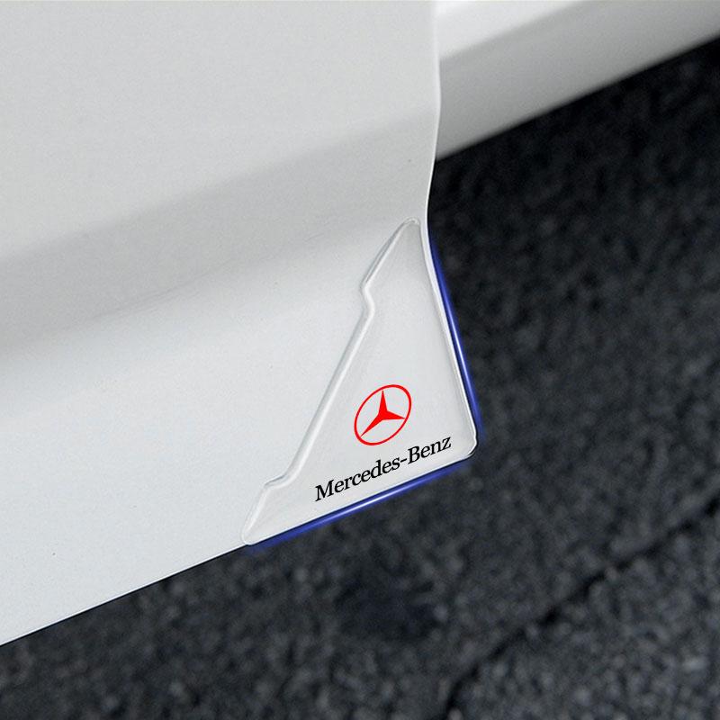 2Pcs Car Door Corner Cover Anti-Scratch Protection 3D Sticker For Mercedes Benz AMG W212 W205 W246 W177 W176 W213 GLC GLE GLS ML Welcome Laser Lamp