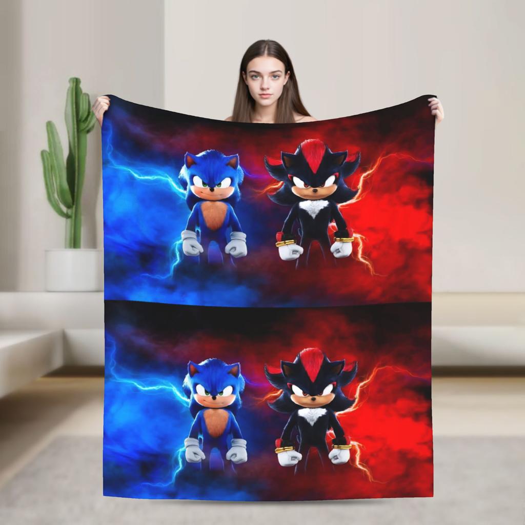 Sonices the H-Hedgehogs Shadow Soft Blankets Kids Adult Plush Throw Blanket Novelty Couch Chair Flannel Bedspread Sofa Bed Cover