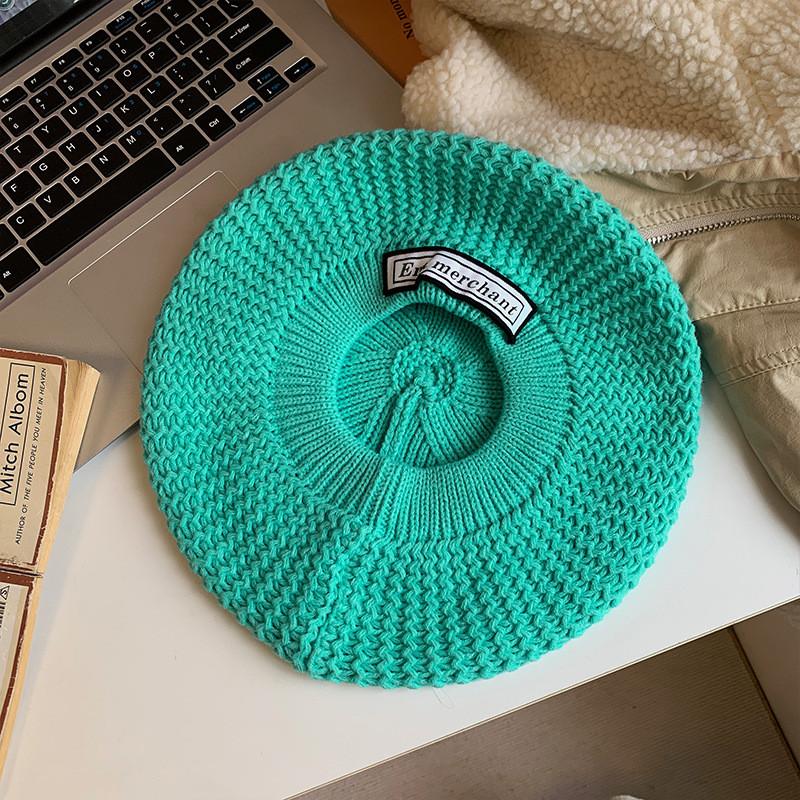 Warm Cozy And Cotton Beret For Women Trendy Knitted Hat White In