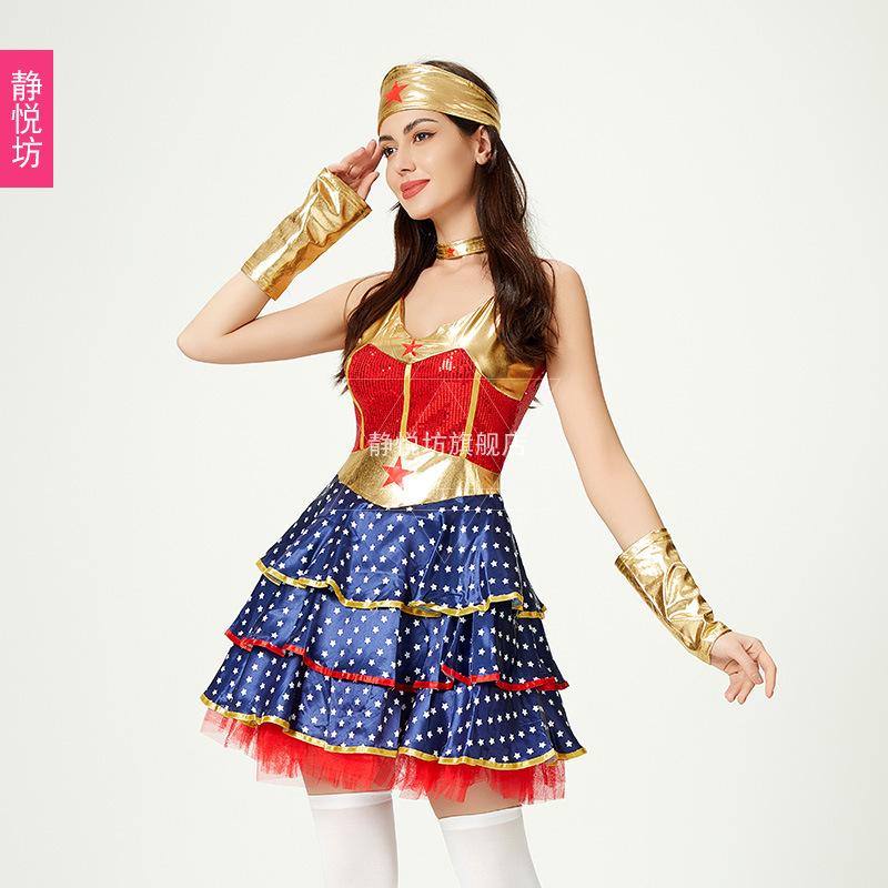 Halloween Wonder Woman Cosplay Costume Avengers Party Costume Girl Dress