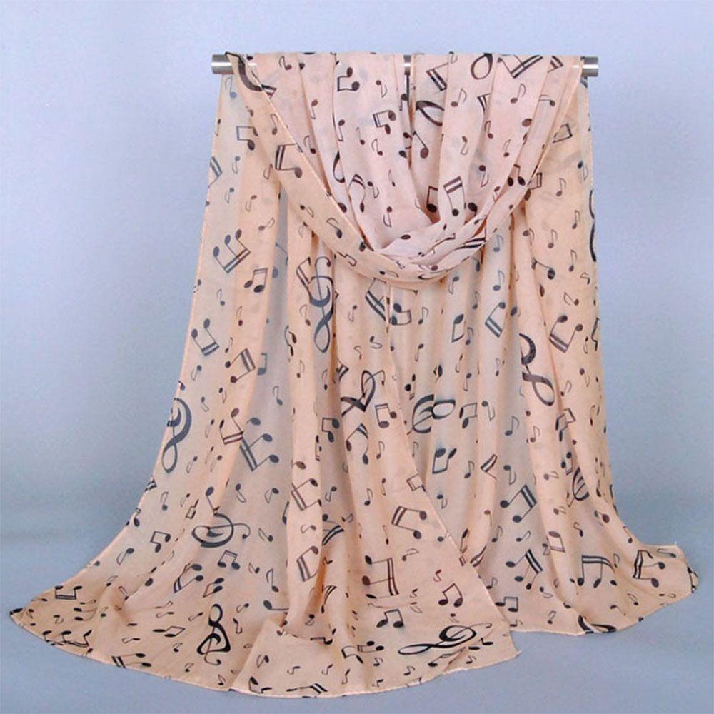 Clef Printed Women Neck Scarf Sheet Shawl Music Note Printed Scarf Muffler Chiffon Silk Scarf