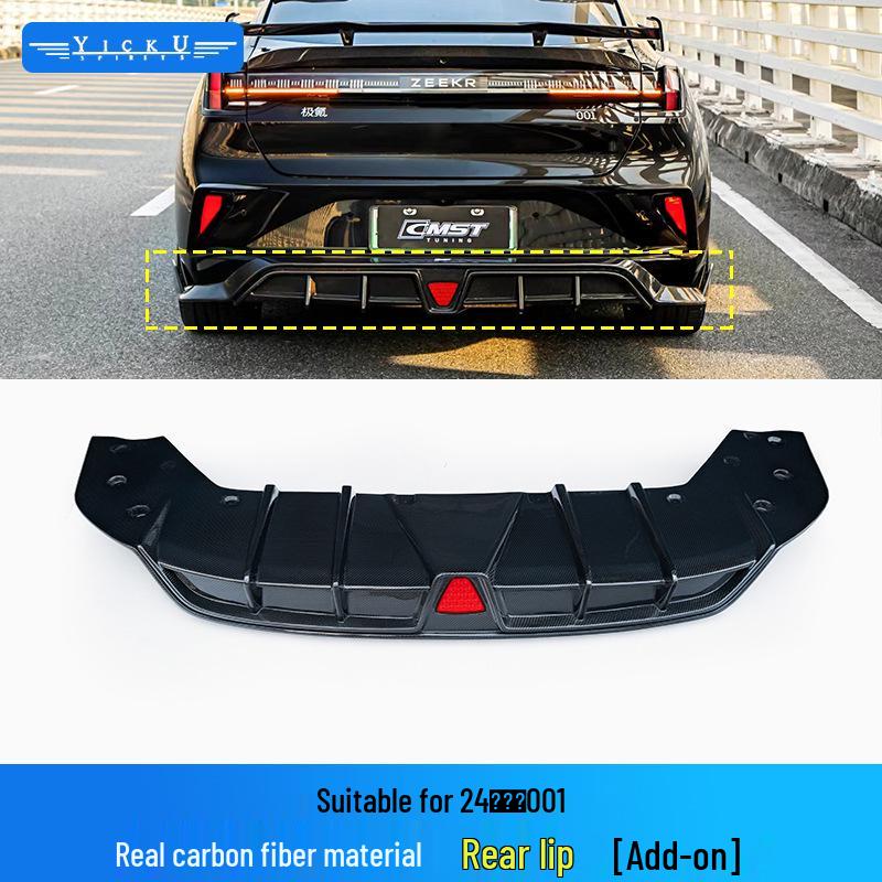 Carbon Fiber Body Kit for Zeekr 001: CMST Front Splitter, Bumper Air Vents, Side Skirts, Rear Diffuser, and Lip