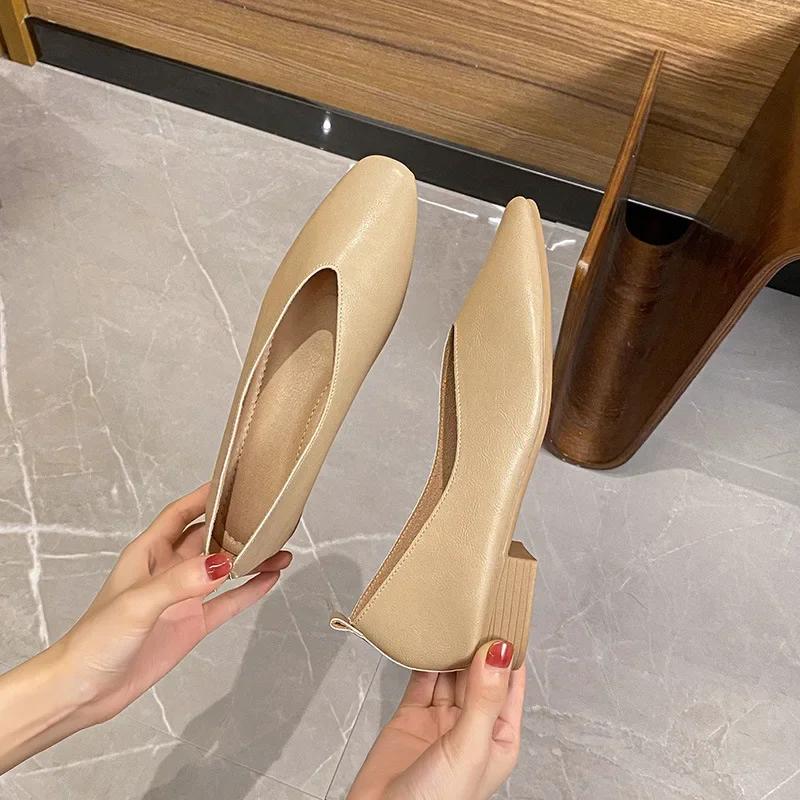 Genuine Leather Multi color Low heeled women's Shoes  Round Toe Flat Bottom Shallow Cut Single Shoe Casual Versatile Loafers