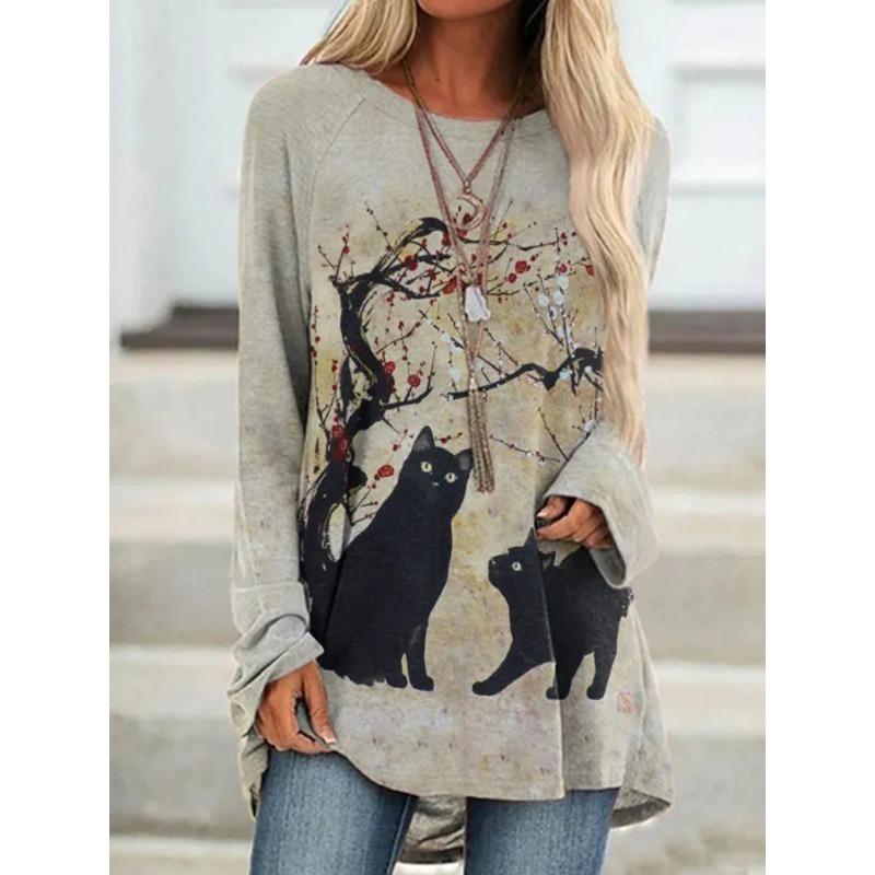 

Свежий 3D-принт «Бабочка-цветок» для женщин, осенний топ с длинным рукавом, городской уличный тренд, модный осенний топ с круглым вырезом для женщин 6XL