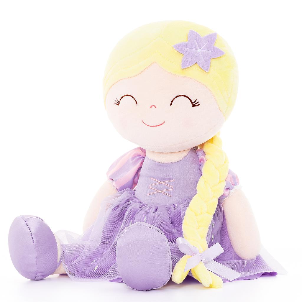 16 Inches Plush Dolls Purple Flower Princess Baby Girls Toys Purple Dress for Baby Girls Birthday Gifts