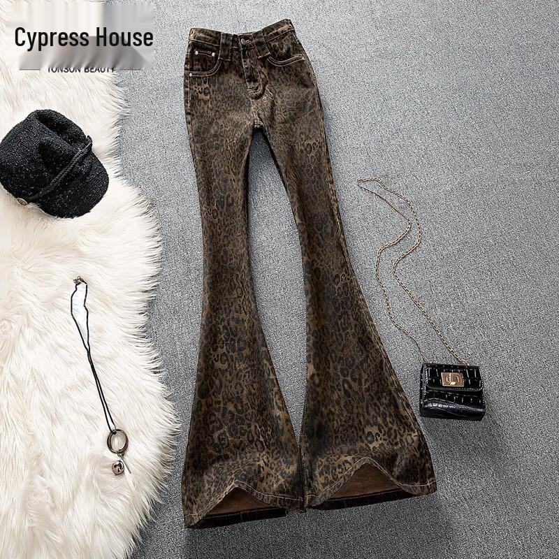

Women s Slim Fit Leopard Print Micro Flare Jeans L